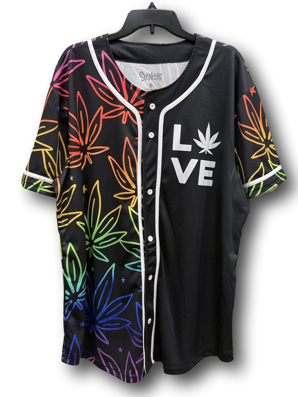 Pride "Love" Rainbow Weed Print Baseball Jersey - Size Extra Large XL - NWT